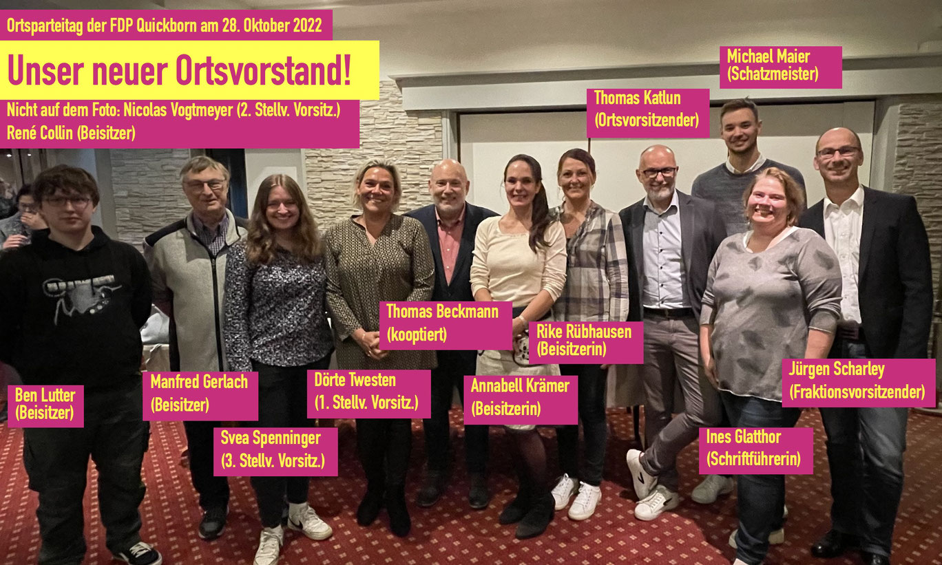 Der neu gewählte Vorstand der FDP Quickborn.
